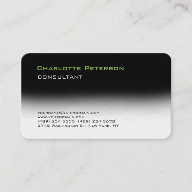 Trendy Stylish Grey Black White Consultant Manager Business Card (Front)