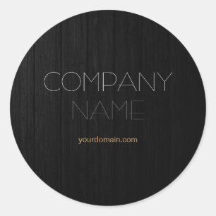 Trendy Stylish Grey Wood Company Name Classic Round Sticker