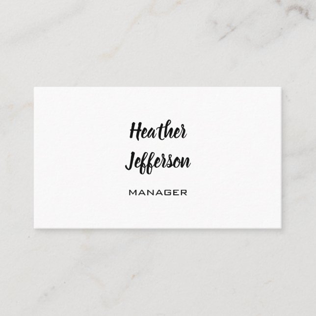 Trendy Stylish Handwritten Professional Plain Business Card (Front)