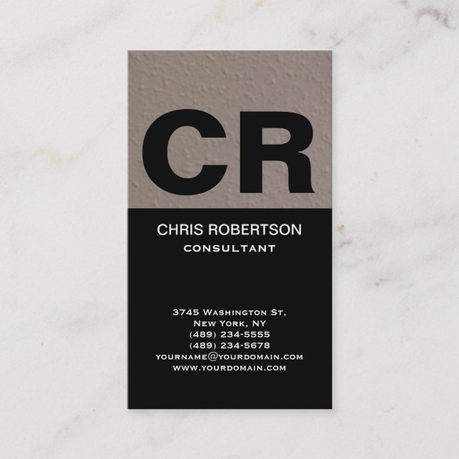 Trendy Stylish Huge Monogram Consultant Business Card (Front)