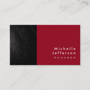Trendy Stylish Leather Carmine Red Business Card