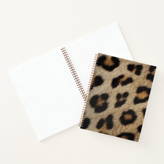 Trendy stylish leopard fur animal print pattern notebook (Inside)