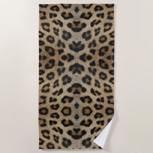 Trendy stylish leopard fur print animal pattern beach towel