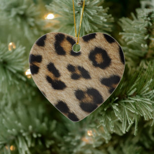 Trendy stylish leopard fur print animal pattern ceramic tree decoration