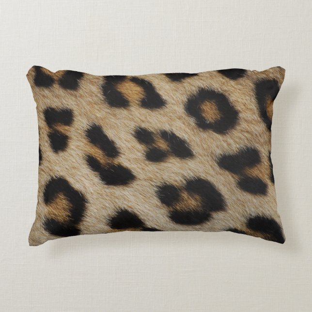Trendy stylish leopard fur print animal pattern decorative cushion (Front)