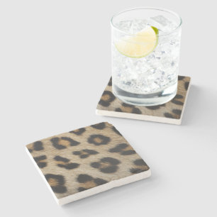 Trendy stylish leopard fur print animal pattern stone coaster