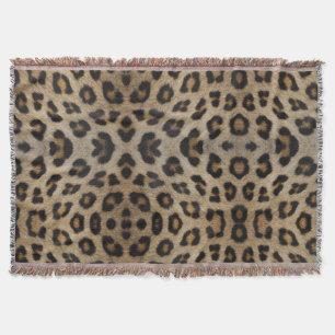 Trendy stylish leopard fur print animal pattern throw blanket
