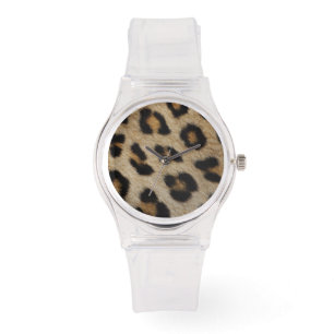 Trendy stylish leopard fur print animal pattern watch