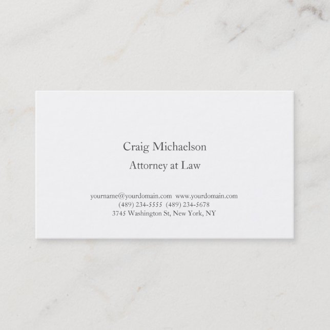Trendy Stylish Minimalist Plain Simple Business Card (Front)