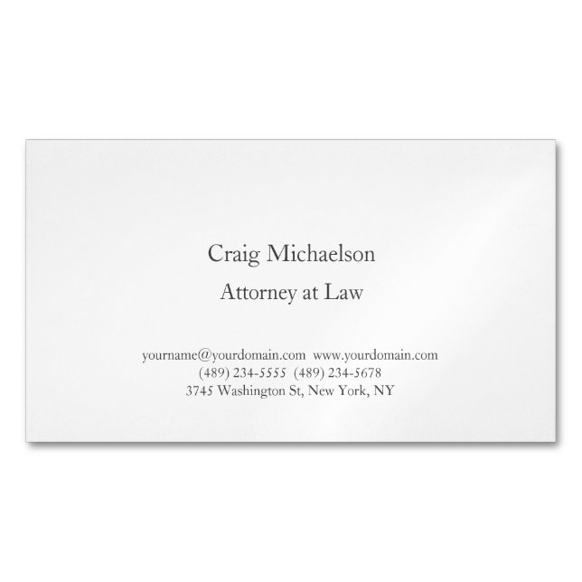 Trendy Stylish Minimalist Plain Simple Magnetic Business Card (Front)