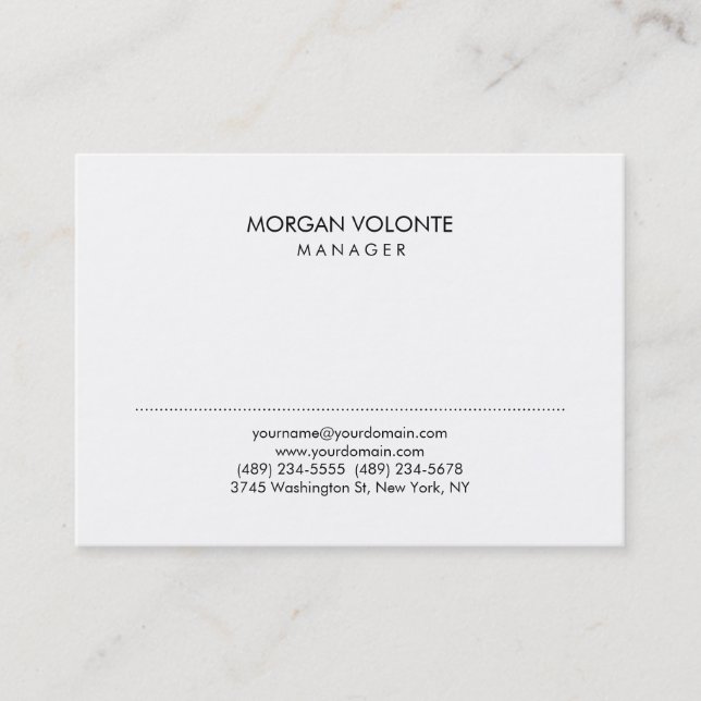Trendy Stylish Minimalist White Professional Business Card (Front)