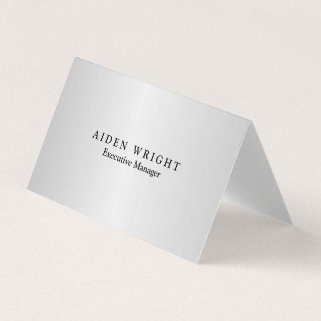 Trendy Stylish Modern Minimalist Silver Grey Business Card (Front)