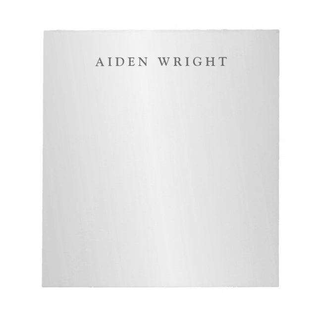 Trendy Stylish Modern Minimalist Silver Grey Notepad (Front)