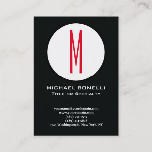 Trendy stylish modern red monogram black white business card