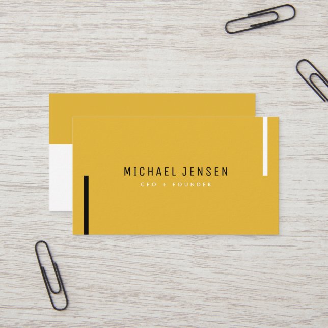Trendy Stylish Mustard Yellow Modern Minimal Business Card (Front/Back In Situ)