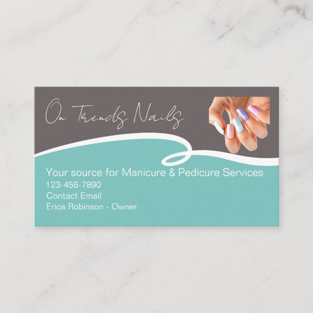 Trendy Stylish Nail Tech Manicure Business Card (Front)
