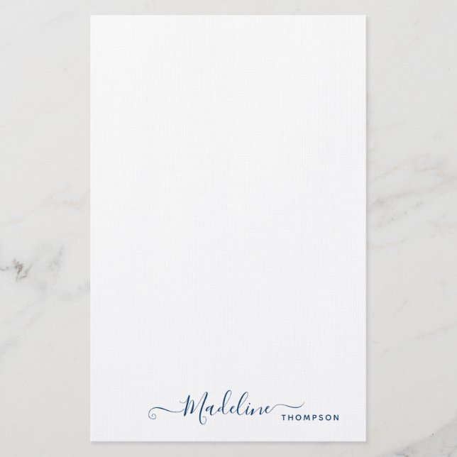 Trendy Stylish Navy Blue Script Typography Stationery (Front)