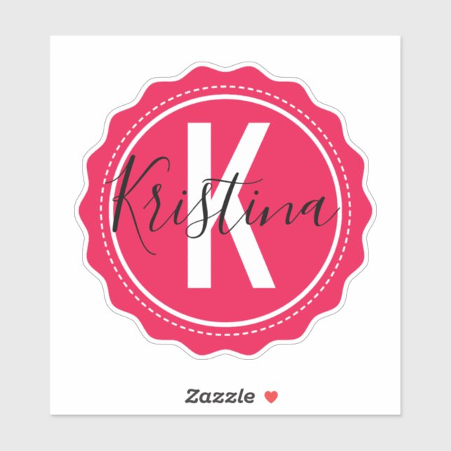 Trendy Stylish Pink Monogram Initial & Name (Sheet)