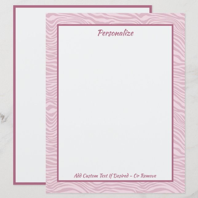 Trendy Stylish Pink Zebra Waves Personalised (Front/Back)