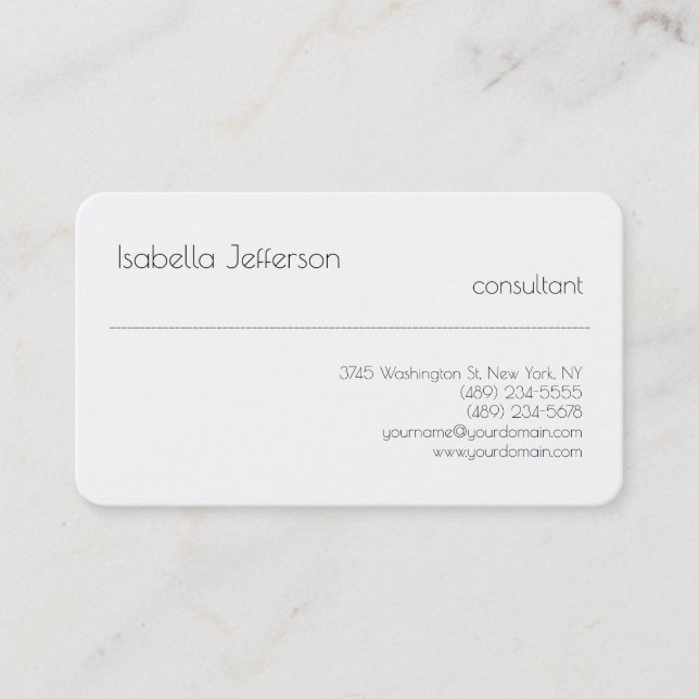 Trendy Stylish Plain Creative Modern White Business Card (Front)