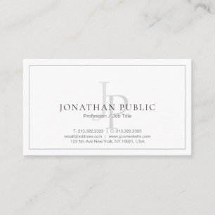Trendy Stylish Plain Modern Monogram Professional Business Card