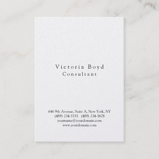 Trendy Stylish Plain Simple Professional Business Card (Front)