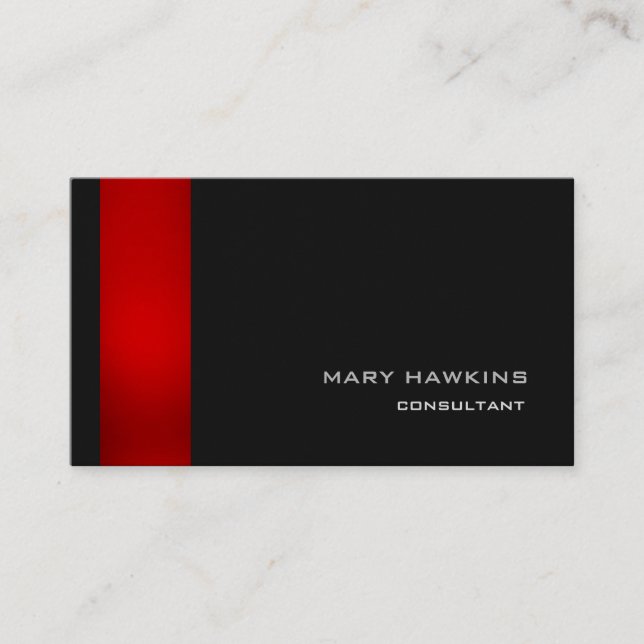 Trendy Stylish Red Black Modern Elegant Minimalist Business Card (Front)