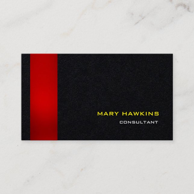 Trendy Stylish Red Black Modern Elegant Plain Business Card (Front)