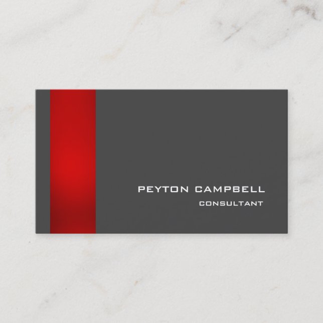 Trendy Stylish Red Grey Modern Elegant Business Card (Front)