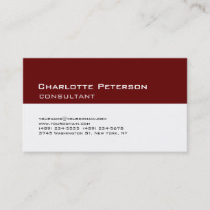 Trendy Stylish Red White Consultant Business Card