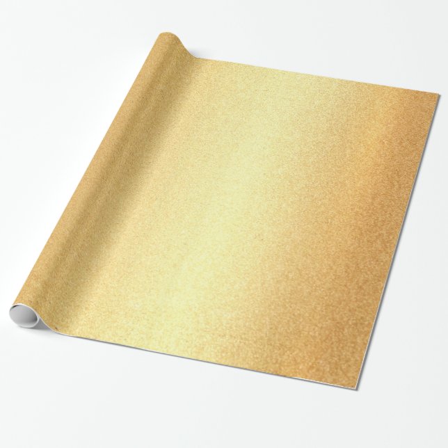Trendy Stylish Shiny Faux Gold Look Modern Glossy Wrapping Paper (Unrolled)