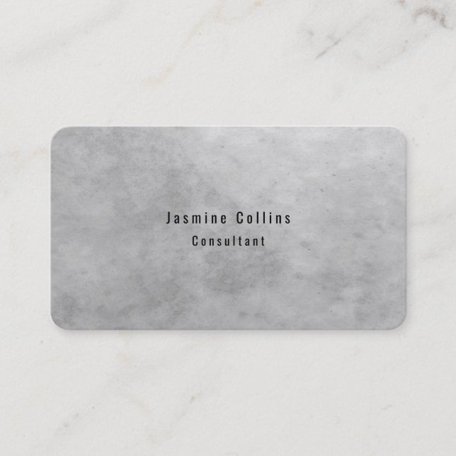 Trendy Stylish Simple Plain Grey Stone Wall Business Card (Front)