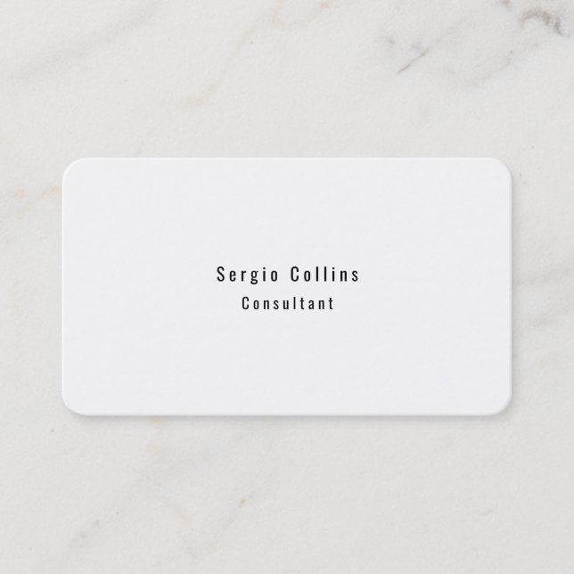 Trendy Stylish Simple Plain White Minimalist Business Card (Front)