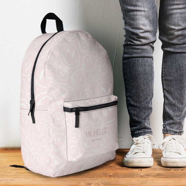 Trendy Stylish Smile Girly Pink  Printed Backpack (Trendy Stylish Smile Girly Pink Printed Backpack
)