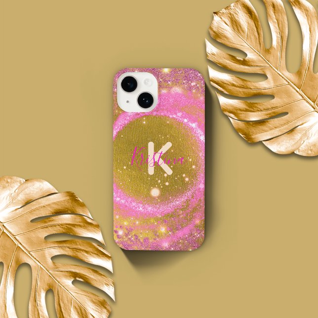 Trendy Stylish Sparkly Pink and Gold Glitter Foil  iPhone Case (Creator Uploaded)