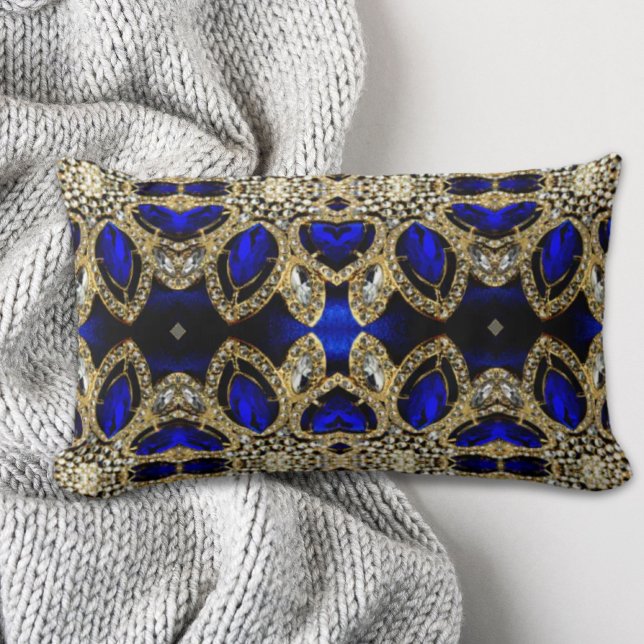 trendy stylish turquoise gold silver deep blue  lumbar cushion (trendy stylish turquoise gold silver deep blue lumbar pillow)