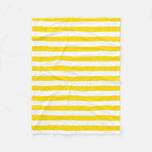 Trendy Stylish Yellow White Striped Template Small Fleece Blanket