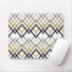 Trendy Stylish Zig Zag Chevron Checks Black Gold Mouse Mat