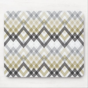 Trendy Stylish Zig Zag Chevron Checks Black Gold Mouse Mat
