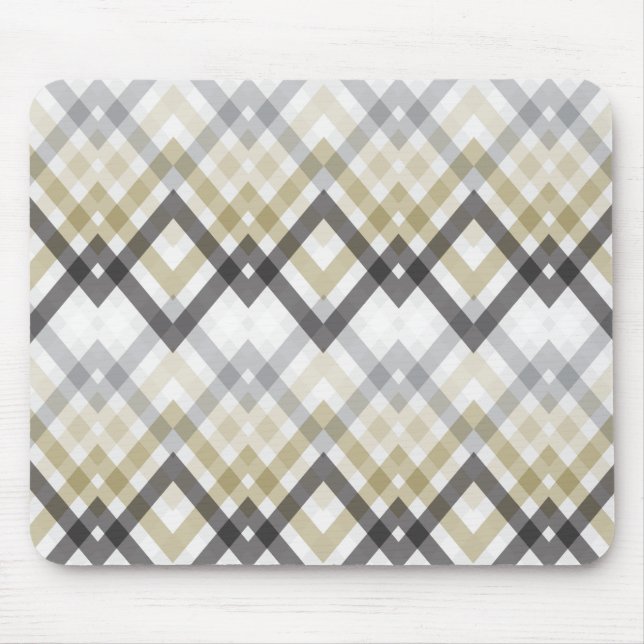 Trendy Stylish Zig Zag Chevron Checks Black Gold Mouse Mat (Front)