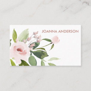 TRENDY SUBTLE COLOR WASH BLUSH PINK FLORAL BUNCH BUSINESS CARD