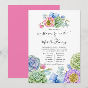 Trendy Succulent Floral Baby Shower by Mail Invitation