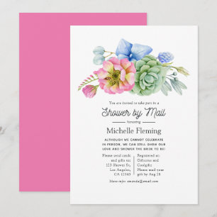 Trendy Succulent Floral Bridal Shower by Mail Invitation