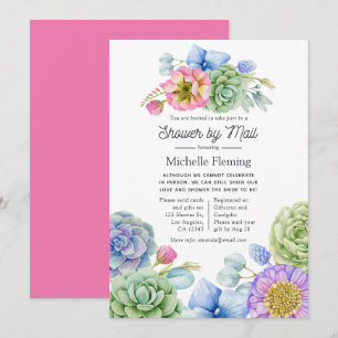 Trendy Succulent Floral Bridal Shower by Mail Invitation