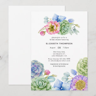 Trendy Succulent Floral Bridal Shower Invitation