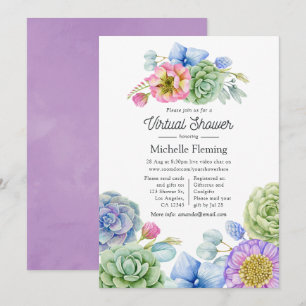 Trendy Succulent Floral  Virtual Baby Shower Invitation