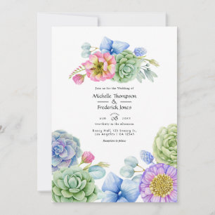 Trendy Succulent Floral Wedding Invitation