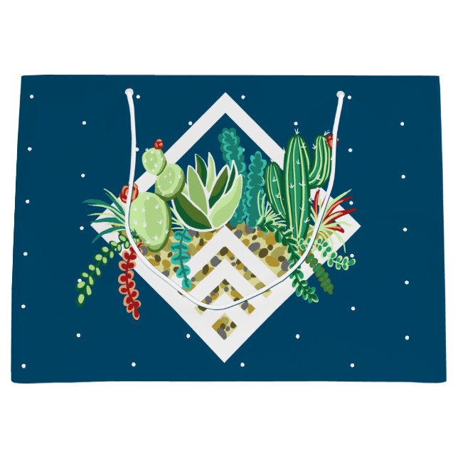 Trendy Succulents & Cactus Terrarium Large Gift Bag (Front)