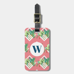 Trendy Succulents & Cactus Terrarium Monogram Luggage Tag