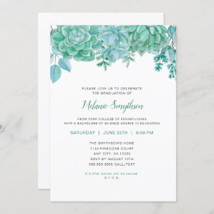 Trendy Succulents graduation party invite